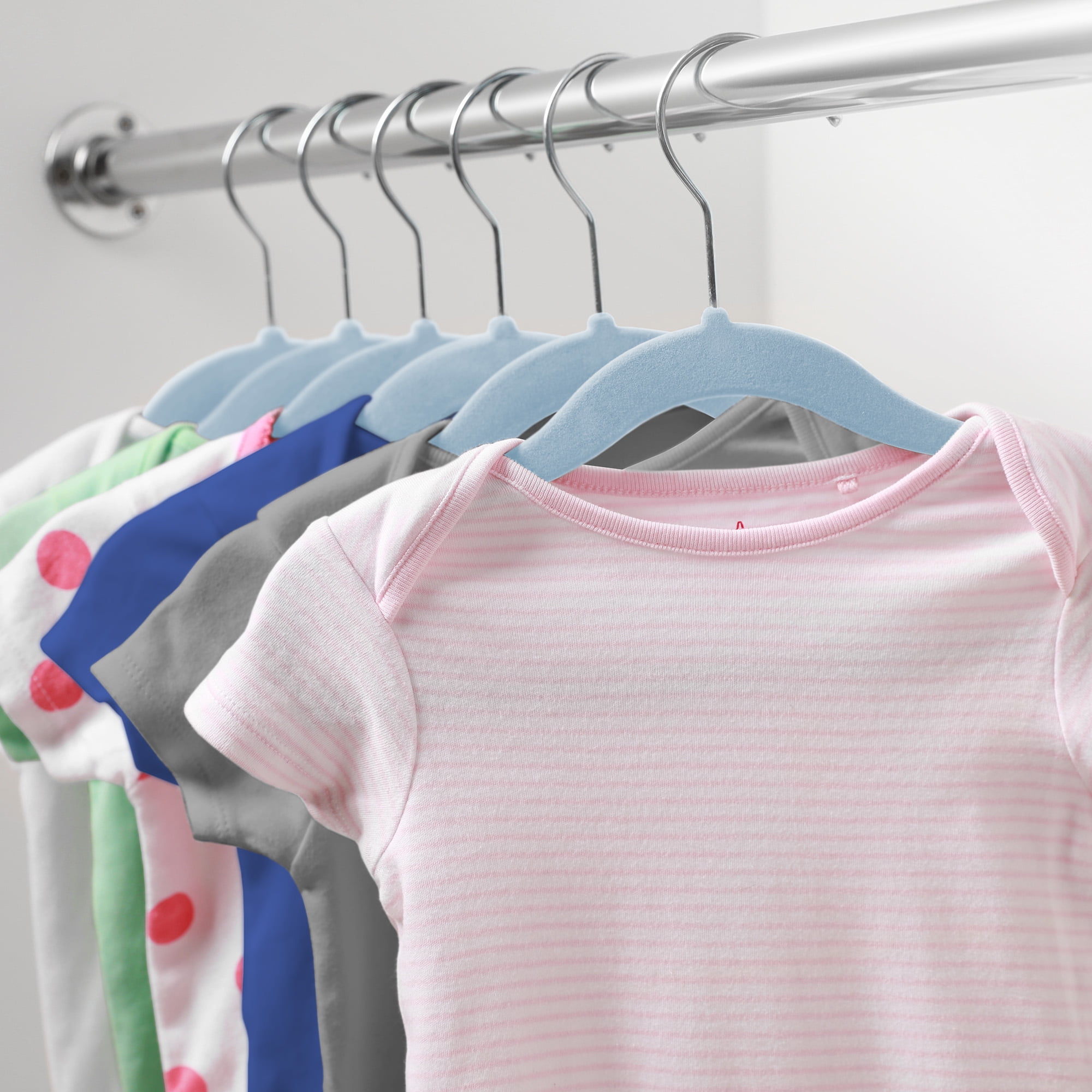 Casafield 100 Velvet Baby Hangers for Infant & Toddler Clothes, 11" - Light Blue