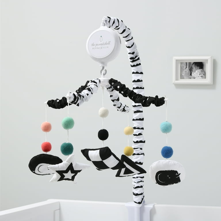 The Peanutshell Baby Crib Mobile for Boys or Girls Montessori Black and White Musical