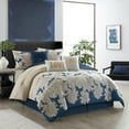 thumbnail image 2 of Nanshing Flora Floral Print 7-Piece Comforter Set, Queen, Blue, 2 of 7