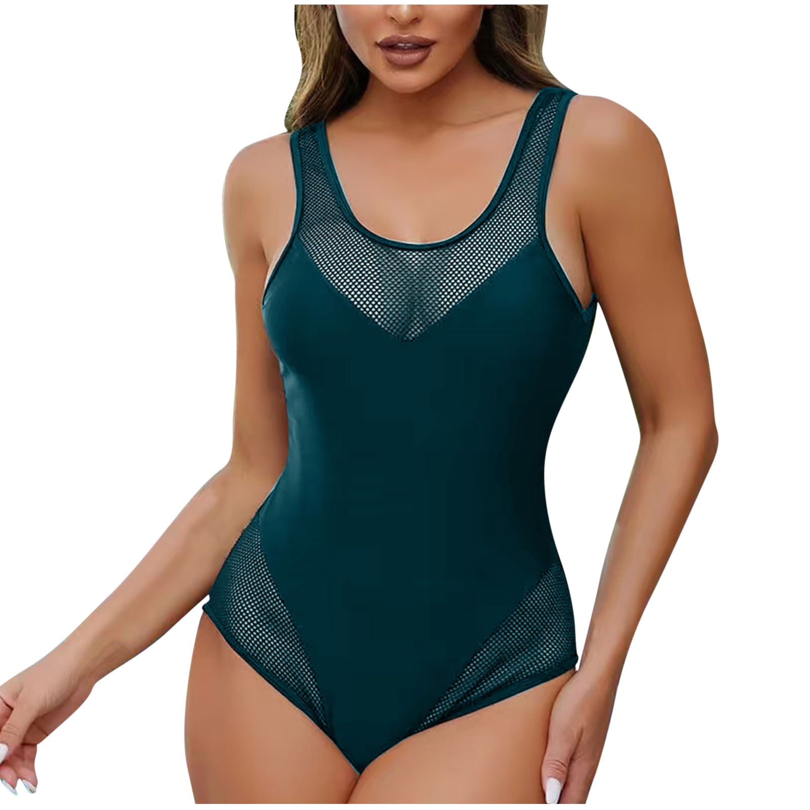 Virmaxy Maillot de Bain une Pièce pour Femmes, Tankini Uni, Dos Nu