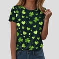 thumbnail image 2 of larppty St Patricks Day Shirt Women Short Sleeve Crew Neck Irish Shamrock Tops Loose Fit Luck Leaf Clover Patricks Shirt (Dark Green, S), 2 of 4