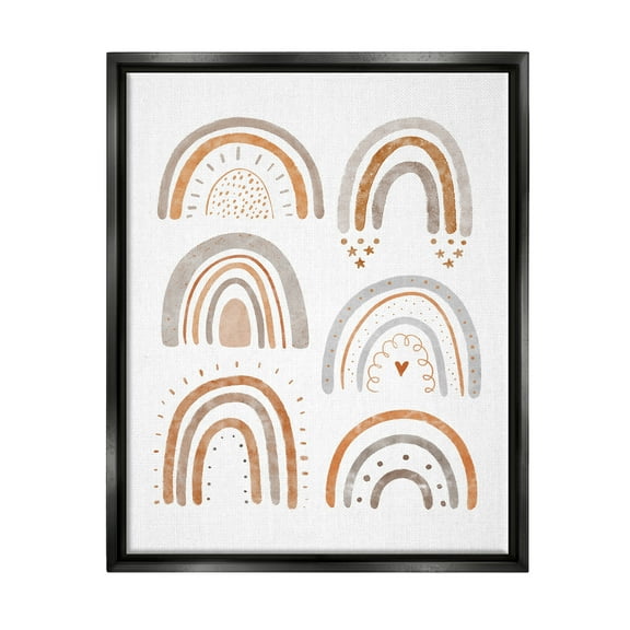 Stupell Industries Muted Rainbows & Shapes Nature Painting Black Floater Framed Art Print Wall Art, 17 x 21