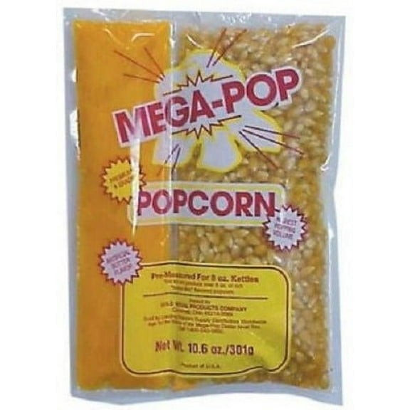 Gold Medal 2838 24 Count 8 oz Packages Of Mega Pop Premium Flavored Popcorn Oil Kits - Quantity of 4