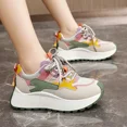 thumbnail image 4 of Women's Multicolor Patchwork PU Platform Sneakers, Lace-Up Casual Shoes, 4 of 7
