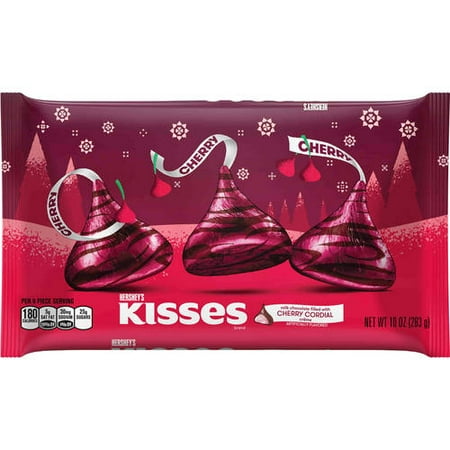 Christmas Hershey Kisses (2 Pack) Hershey's, Kisses Milk Chocolate Filled with Cherry Cordial Creme, 10 Oz ()