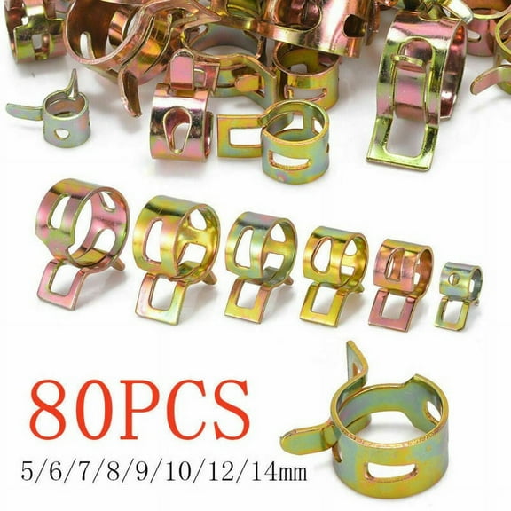 80 Pcs Spring Clip Fastener Kit Automotive Vacuum Fuel Line Hose Pinch Clamp 5/6/7/8/9/10/12/14mm Air Hose Tube Water Pipe