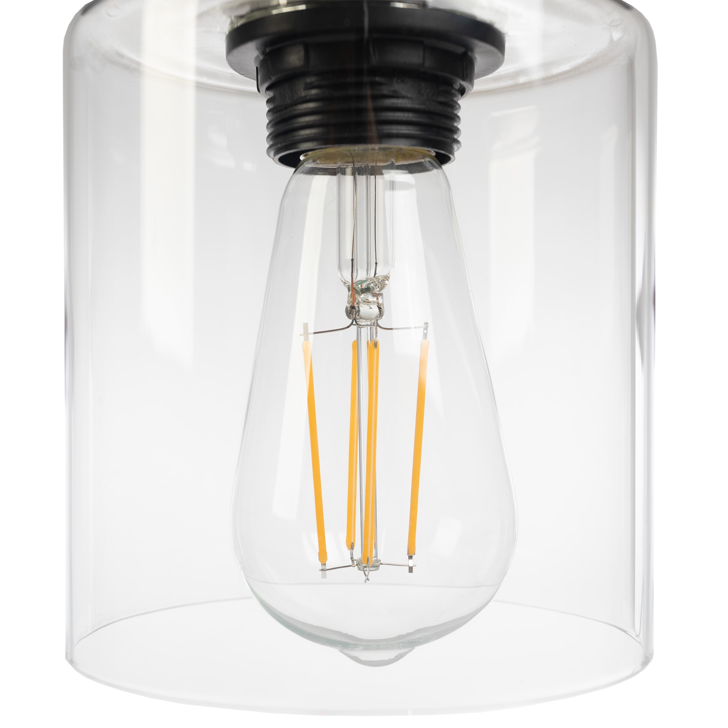 Lavish Home 65-inch Modern Floor Lamp with Glass Shade and LED Edison Bulb (Black)