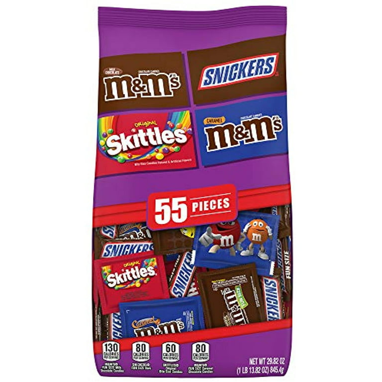  SNICKERS & M&M'S Peanut & Peanut Butter Lovers Fun Size  Chocolate Candy Variety Mix 32.2-Ounce 55-Piece Bag : Grocery & Gourmet Food