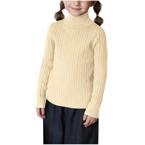 Jalioing Kids Mock Neck Sweaters Casual Solid Ribbed Knit Pullover Shirts Boys Girls Long Sleeve Sweater Tops