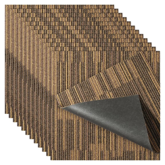 Carpet Tiles Reusable 20x20, Padded Carpet Squares, Easy Install DIY for Bedroom Living Room (12 Tiles, Mixed Brown)
