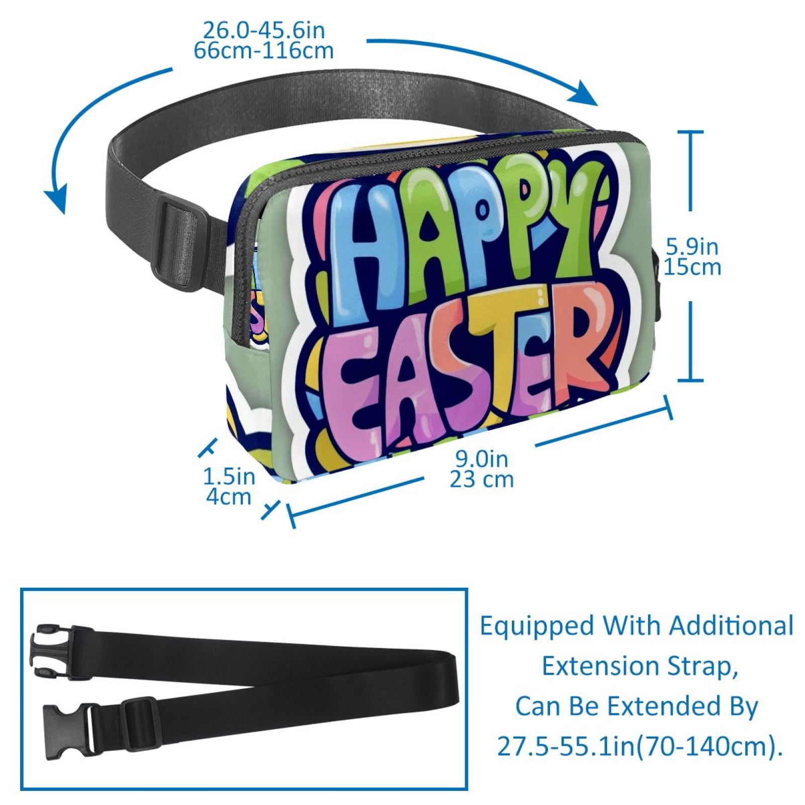 Easter Lightweight, Adjustable Fanny Packs with Extension Strap - Unisex Sling Bag Money Belt