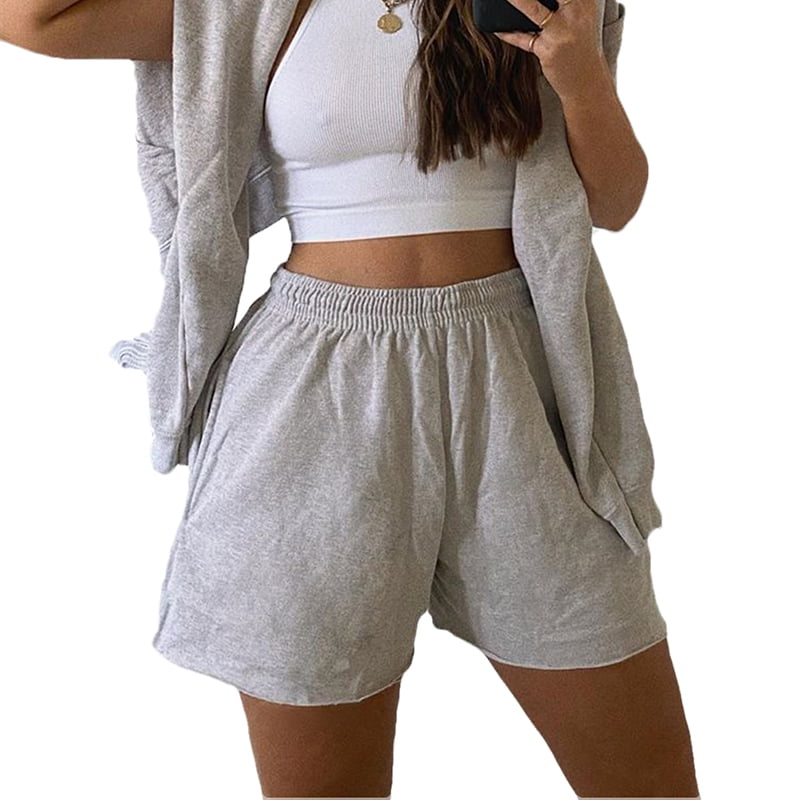 Sports Shorts Women Summer 2021 New Candy Color Anti Emptied Loose Shorts  Casual Lady Elastic Waist Beach Plus Size Short Pants 