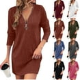 thumbnail image 1 of Robes pour Femmes Robe d'Automne Robe en Tricot pour Femmes avec Manches Bouffantes pour l'Automne et l'Hiver - Robe Tunique Décontractée à Col Rond Ndbuld,Orange,P, 1 of 7