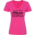 thumbnail image 3 of Inktastic From Atlanta Georgia in Black Distressed Text Women's V-Neck T-Shirt, 3 of 5