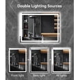 thumbnail image 3 of 28x20 inches LED Bathroom Mirror Anti Fog Adjustable Brightness Backlit Front Lit Lighting Wall Mounted  Mirror with Memory Function Shatter-Proof Tempered Glass Lighted Mirror, 3 of 6