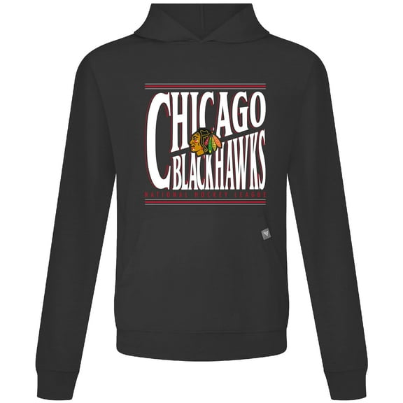Men's Levelwear  Black Chicago Blackhawks Relay Powerhouse Pullover Hoodie