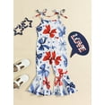 thumbnail image 3 of Bagilaanoe 4th of July Jumpsuit for Toddler Baby Girl Sleeveless Print Romper Overalls 12M 18M 24M 3T 4T 5T Kids Long Flared Pants Independence Day Clothes, 3 of 7