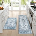 thumbnail image 4 of Haperlare Runner Rug 2 x 6 Boho Floral Rug Hallway Rug Vintage Washable Rugs Indoor Non-Slip Kitchen Runner Rug for Entryway Bedroom Laundry Room, Gray/Blue, 4 of 5