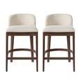 thumbnail image 5 of Christopher Knight Home 33"H Wooden Beige Upholstered Counter Stools with Curved Seat, Walnut Finish, Set of 2, 5 of 12