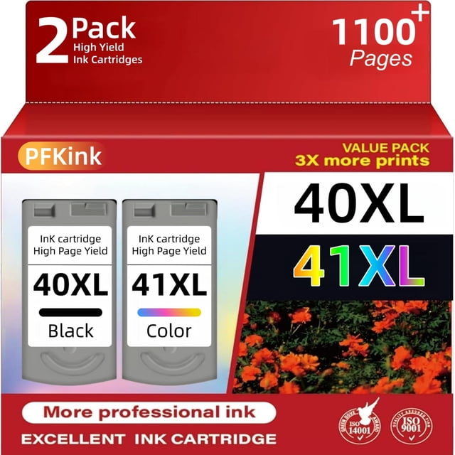 Combo de cartuchos de tinta PFKink 40XL 41XL negro y color