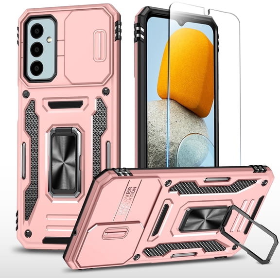 for Samsung Galaxy A25 5G Case with HD Screen Protector & Slide Camera Cover & Kickstand, Samsung A25 5G Case [Military-Grade] Phone Case for Samsung Galaxy A25 5G (Z_Rosegold)