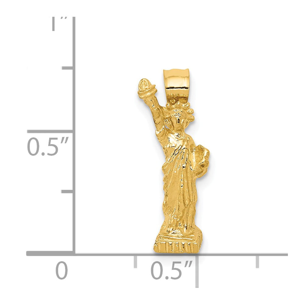 Solid 14k Yellow Gold Statue of Liberty Souvenir Pendant Charm 19mm x 7mm 