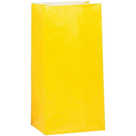 Bright Yellow Paper Party Favor Bags, 12pk