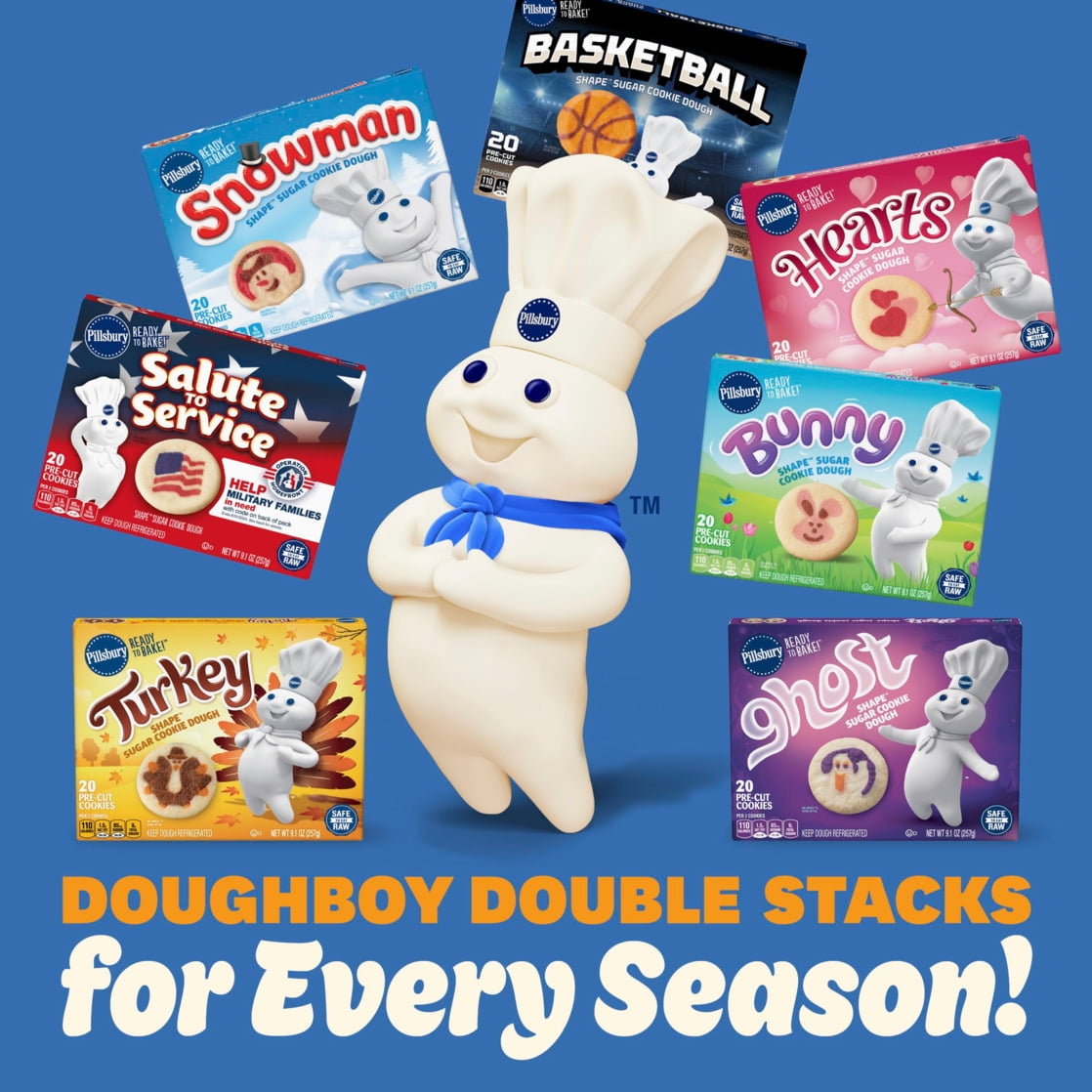 Pillsbury Ready to Bake Basketball Shape Sugar Cookie Dough, 20 Pre-Cut Cookies, 9.1 oz