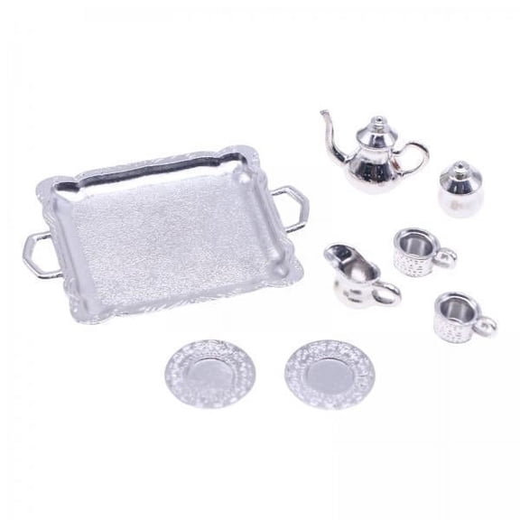 shamjina 2x Miniature Tea Party Set for Dollhouse Pretend Play - Kitchen Accessories