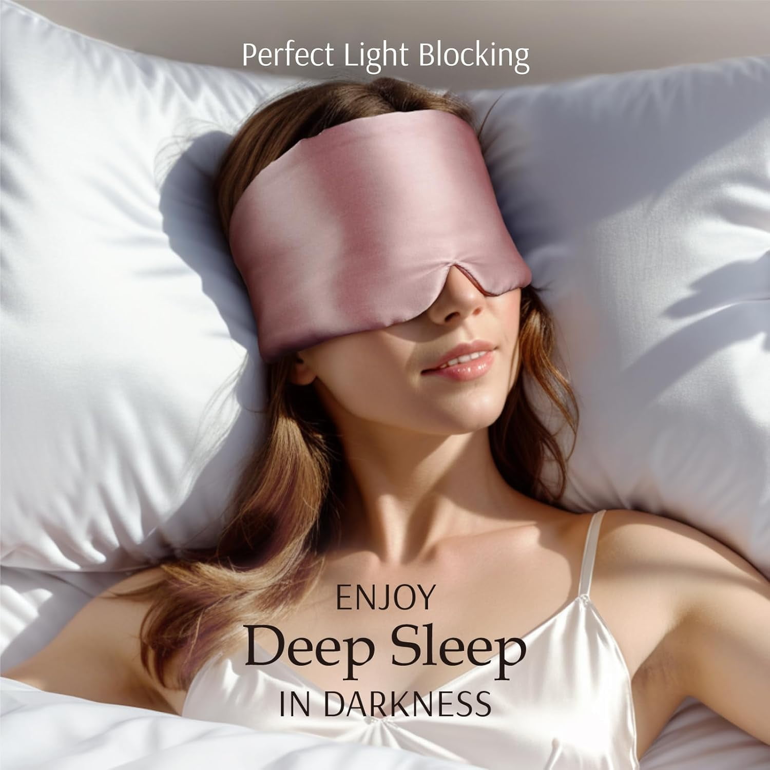 100% Mulberry Silk Sleep Mask Eye Mask for Man and Woman with Adjustable Headband, Full Size Large Sleep Mask & Blindfold for Total Blackout for All Night Sleep, Travel & Nap- Light Plum