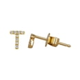 thumbnail image 2 of 14K Solid Yellow Gold Natural Diamond Initial 'O' Letter Mix & Match SINGLE Stud Earring (Half Pair), 2 of 4