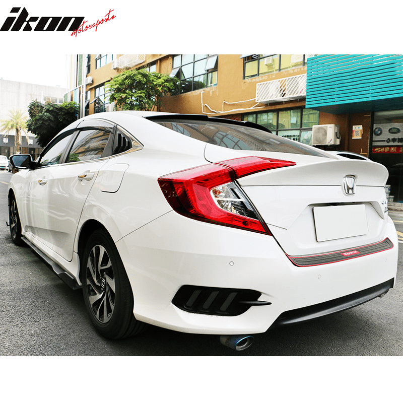IKON MOTORSPORTS Window Louver Compatible With 2016-2020 Honda Civic Sedan IKON Style,Rear /& Side Quarter Scoop Louvers