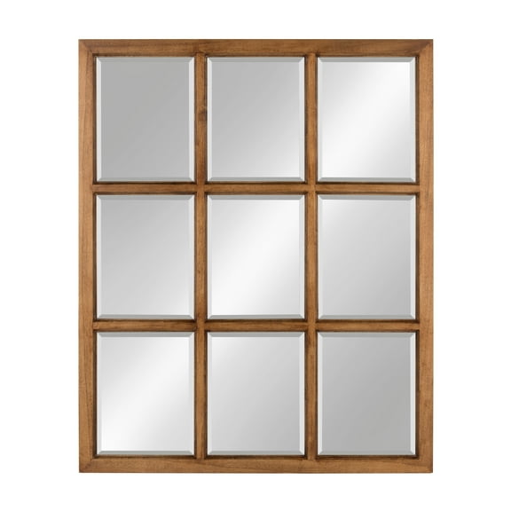 Kate and Laurel Hogan 9 Windowpane Wood Wall Mirror, Rustic Caramel 26x32