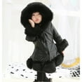 thumbnail image 2 of BJUTIR Girls Coat Cute Outwear Kids Little Girl'S Thicken Coat Winter Warm Faur Leather Button Down Jacket With Hood Long Sleeve Outerwear, 2 of 4