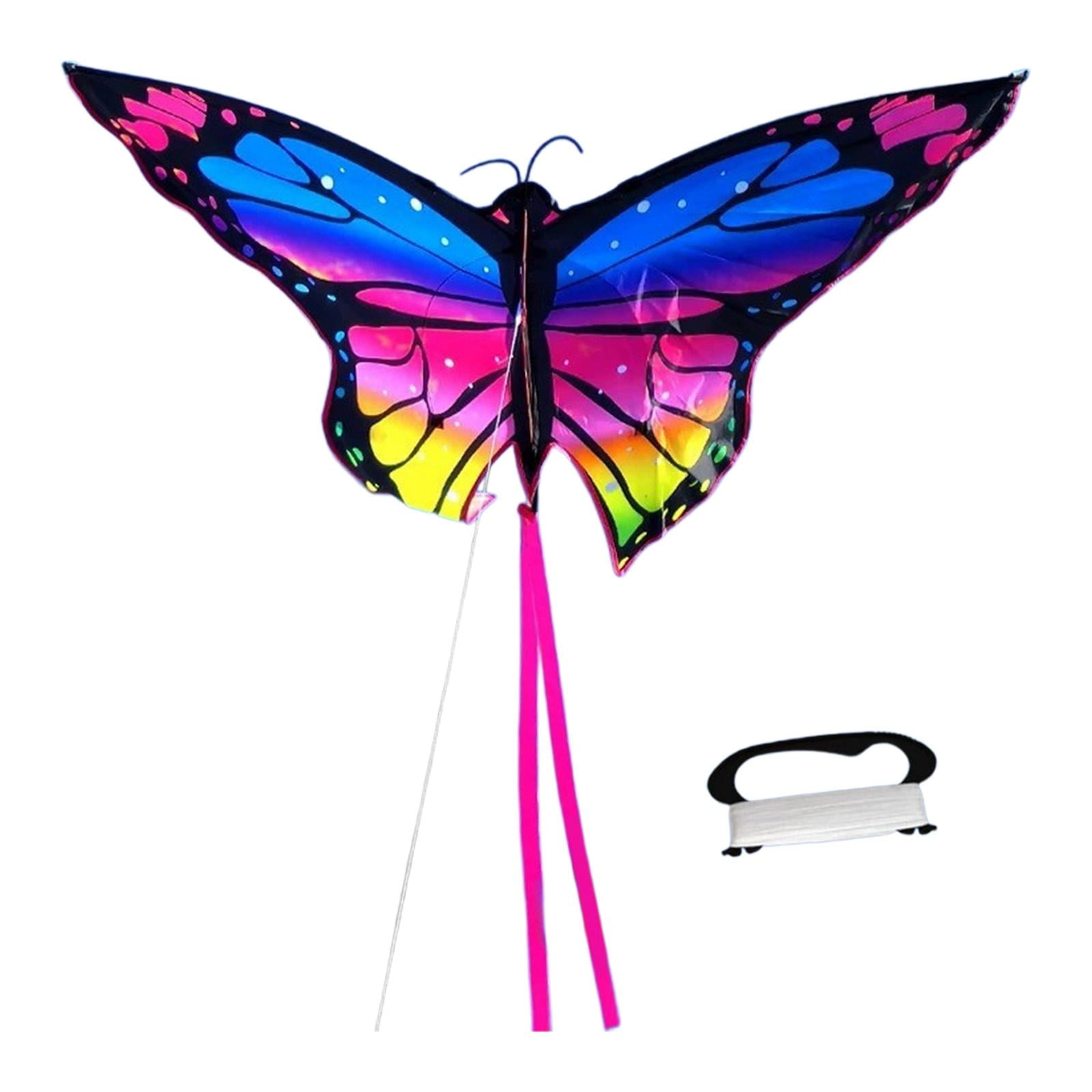 GARENDE Butterfly Kite Fun Beach Toy Single Line Kite Beautiful Portable Easy to Fly Big Blue Pink