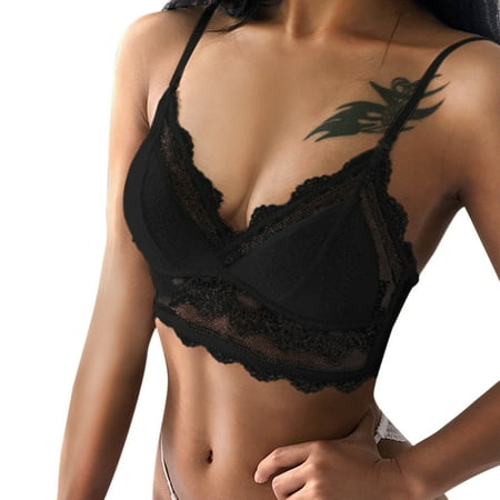 Mepaouo Women s Sexy Lace Push Up Bras No Underwire See Through Plus Size Sheer Backless Minimizer Bra