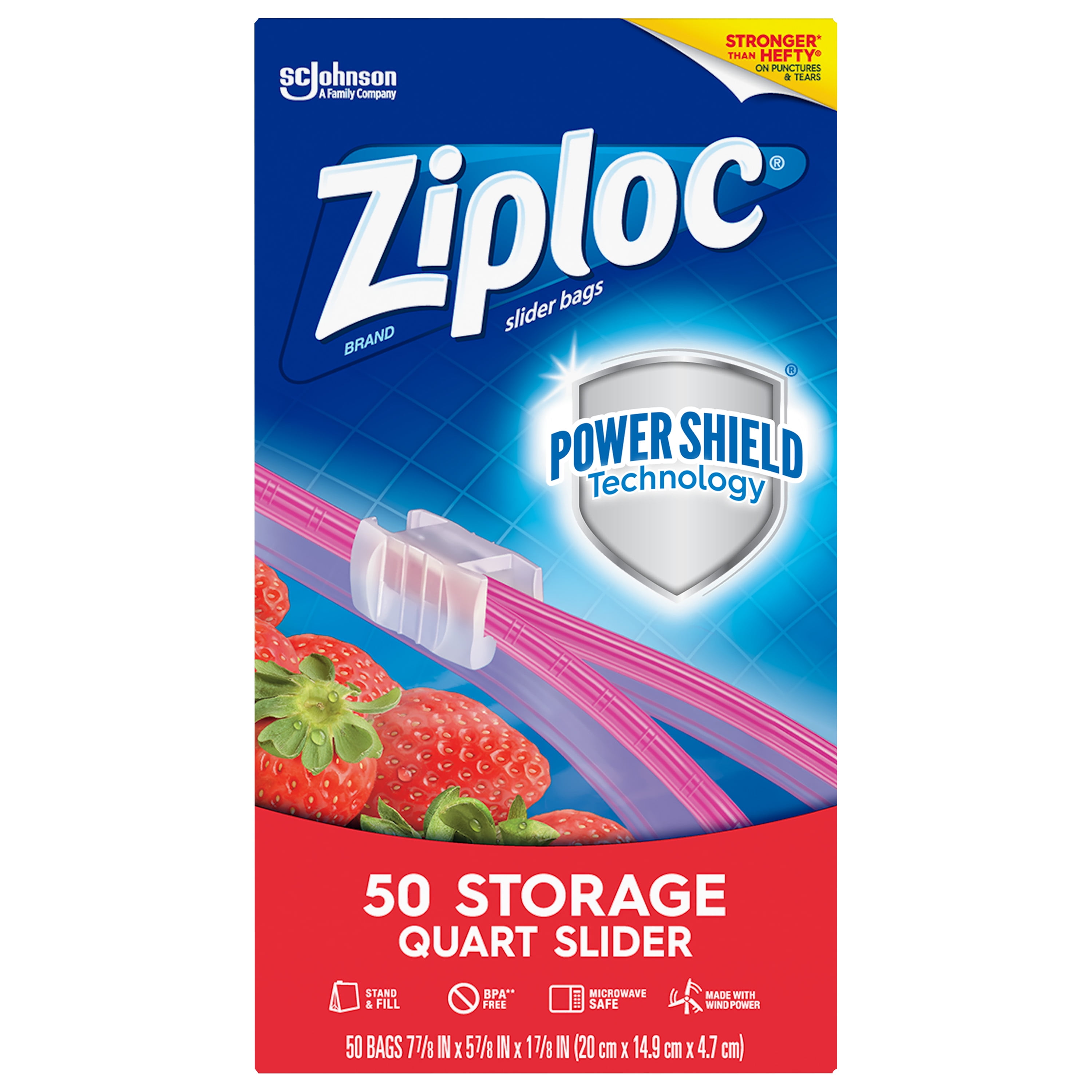 ZiplocÆ Brand Storage Bags with Grip 'n Seal Technology, Quart, 25