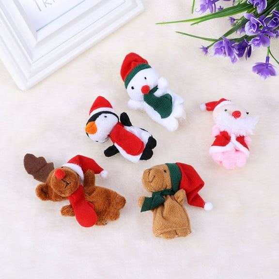 OFFIGAM 10Pcs Christmas Puppets Assorted Color Finger Hand Puppets for Children