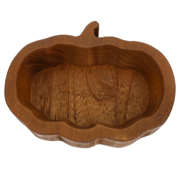 Topbathy Brown Wooden Fruit Bowl Home Use Pumpkin Style Tableware
