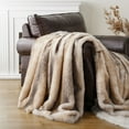 thumbnail image 4 of Battilo Luxury Striped Faux Fur Blanket, Soft Cozy Warm Mink Faux Fur Blanket for Couch, Sofa, Chair, Bed, Plush Fuzzy Faux Fur Throw Blanket for Home Decor 50"x60" (Yellow & Grey), 4 of 6