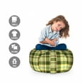 thumbnail image 2 of Olive Green Storage Toy Bag Chair, Quilt Pattern Traditional Scottish Design Checkered Geometrical, Stuffed Animal Organizer Washable Bag, Large Size, Dark Green Yellow Brown, by Ambesonne, 2 of 3