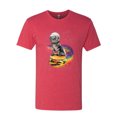 thumbnail image 2 of Funny Graphic Astronaut Cat in Space on Cheeseburger | Mens Cat Lover Premium Tri Blend T-Shirt, Vintage Red, Large, 2 of 3