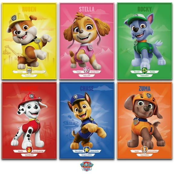 PAW Patrol Set of 6 Canvas posters Hero - Inspirations and decoration for the Child's room Gift idea 8x12 inches Unframed