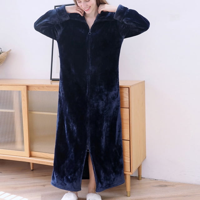 LSLJS Robe de Mode pour Femmes Peignoir Allongé Garde au Chaud Col à Revers Même Style pour Hommes et Femmes Manches Longues, Peignoirs Cadeaux pour Femmes