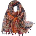 thumbnail image 1 of HSHDLDF Foulard Boho pour Femmes Légère à Imprimé Floral Foulard Automne Hiver Mode Châle à Franges, 1 of 6