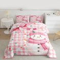 thumbnail image 2 of Homewish Kawaii Christmas Snowman Full Size Comforter Sets,Colorful Geometric Circle Bedding Comforter Set,Pink White Checkered Bedding Sets For Kids,Super Cozy Room Decor Reversible,3pcs, 2 of 8