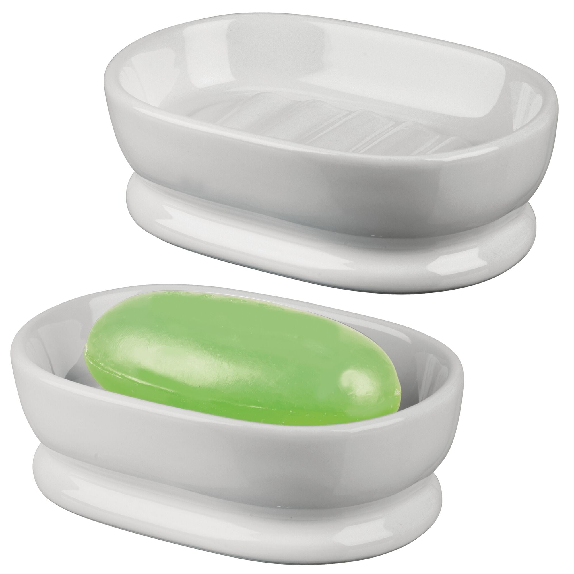 Details about   mDesign Ceramic Bar Soap Dish Tray for Bathroom 2 Pack White Kitchen Sink 