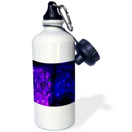 

3dRose Purple and Blue Christmas Light Boxes Sports Water Bottle 21oz