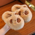 thumbnail image 2 of DHFJKG Kids Winter Fuzzy Closed-Back Slippers Warm Cute Cartoon Character Critter Shape Rubber Sole Cozy House Slippers, 2 of 7