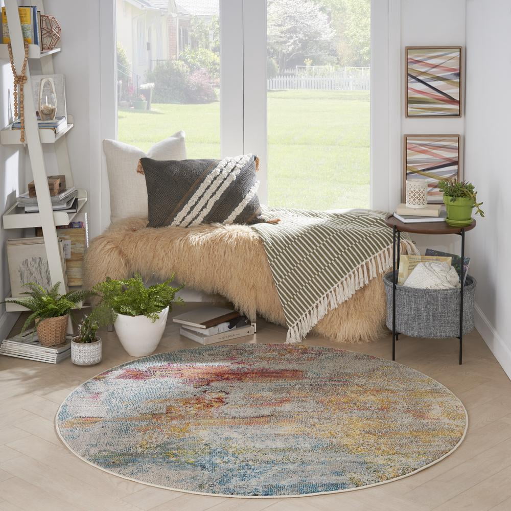 Nourison Celestial Abstract Sealife 5'3" x round Area Rug, (5 Round)